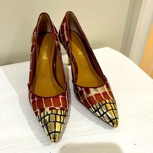 J.Renee high heel pumps with gold metal accents